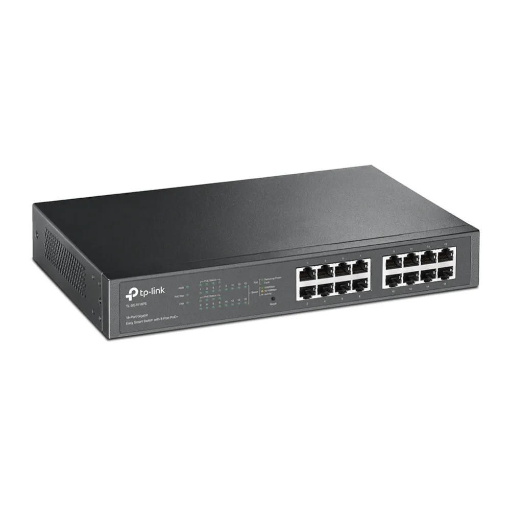 Tp-Link Tl-Sg1016pe - Switch - Smart - 8 X 10/100/1000 (Poe )   8 X 10/100/1000 - Desktop, Rack-Mountable - Poe  (110 W)