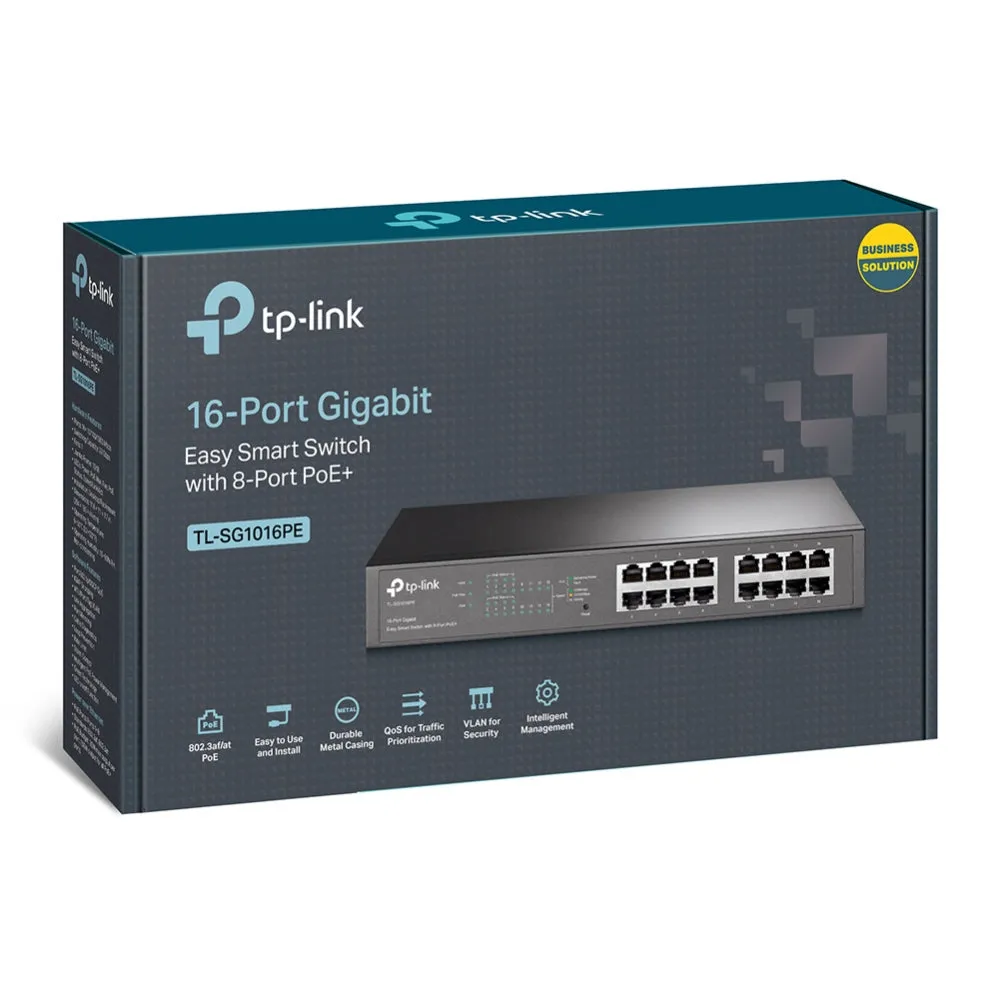 Tp-Link Tl-Sg1016pe - Switch - Smart - 8 X 10/100/1000 (Poe )   8 X 10/100/1000 - Desktop, Rack-Mountable - Poe  (110 W)