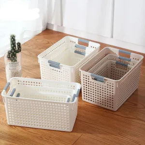 UMAI Shelf Baskets 17.5 cm Height | Plastic Storage Basket for Kitchen Fruits Vegetables Toys | Multipurpose Utlility | Attractive Design | White