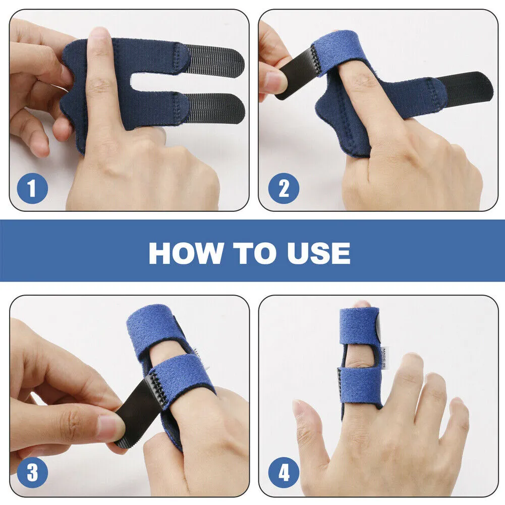 US 2~4Pc Trigger Finger Splint Adjustable Fixing Belt Finger Straightening Brace