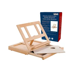 U.S. Art Supply Solana Adjustable Wood Desk Table Easel with Storage Drawer | Paint Palette | Premium Beechwood