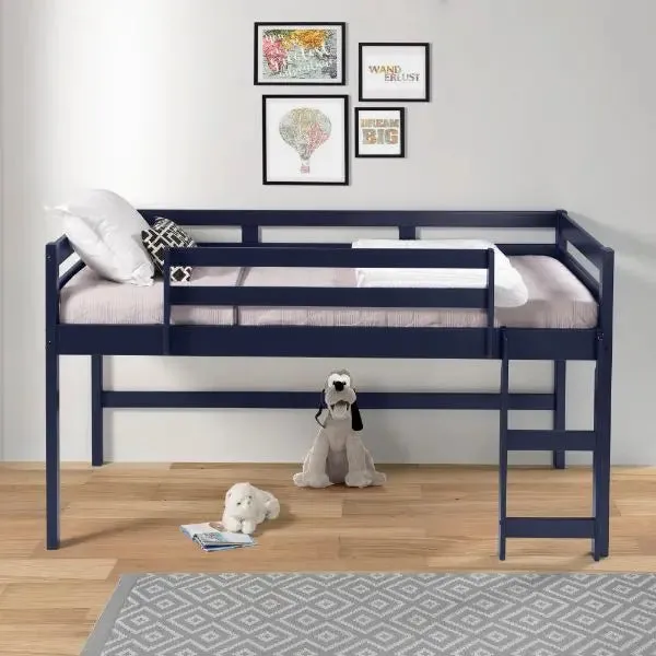 Violeta Twin Loft Bed, Navy Blue Finish