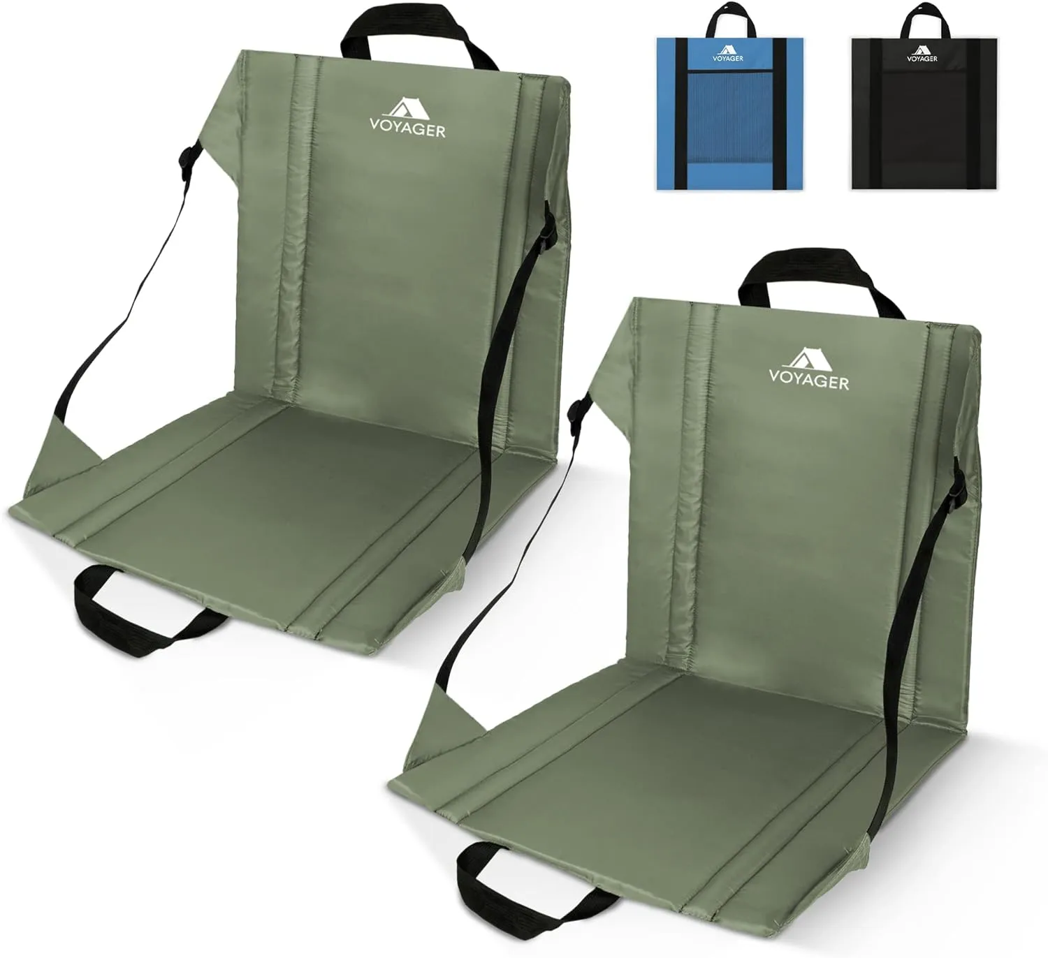 Voyager 2 Pack Folding Camping Chair - Lightweight & Portable with Carry Handle, Back Support, Adjustable Straps & Pocket - Durable & Waterproof for Festivals, Stadiums, Hiking & Garden