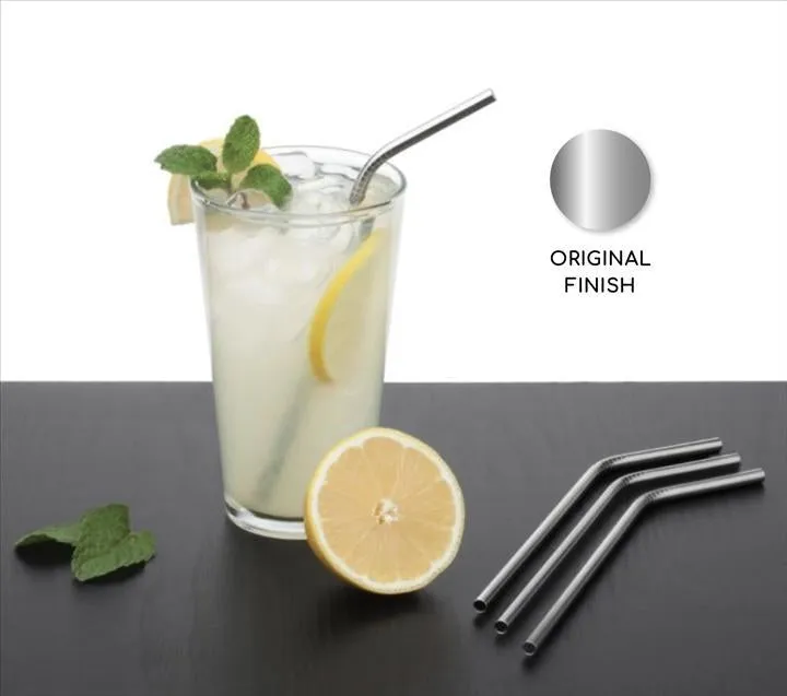 Your Brand Food Grade Silicone Straws(4pc), Stainless Steel Straws(4pc) & Straw Cleaning Brush(2pc)